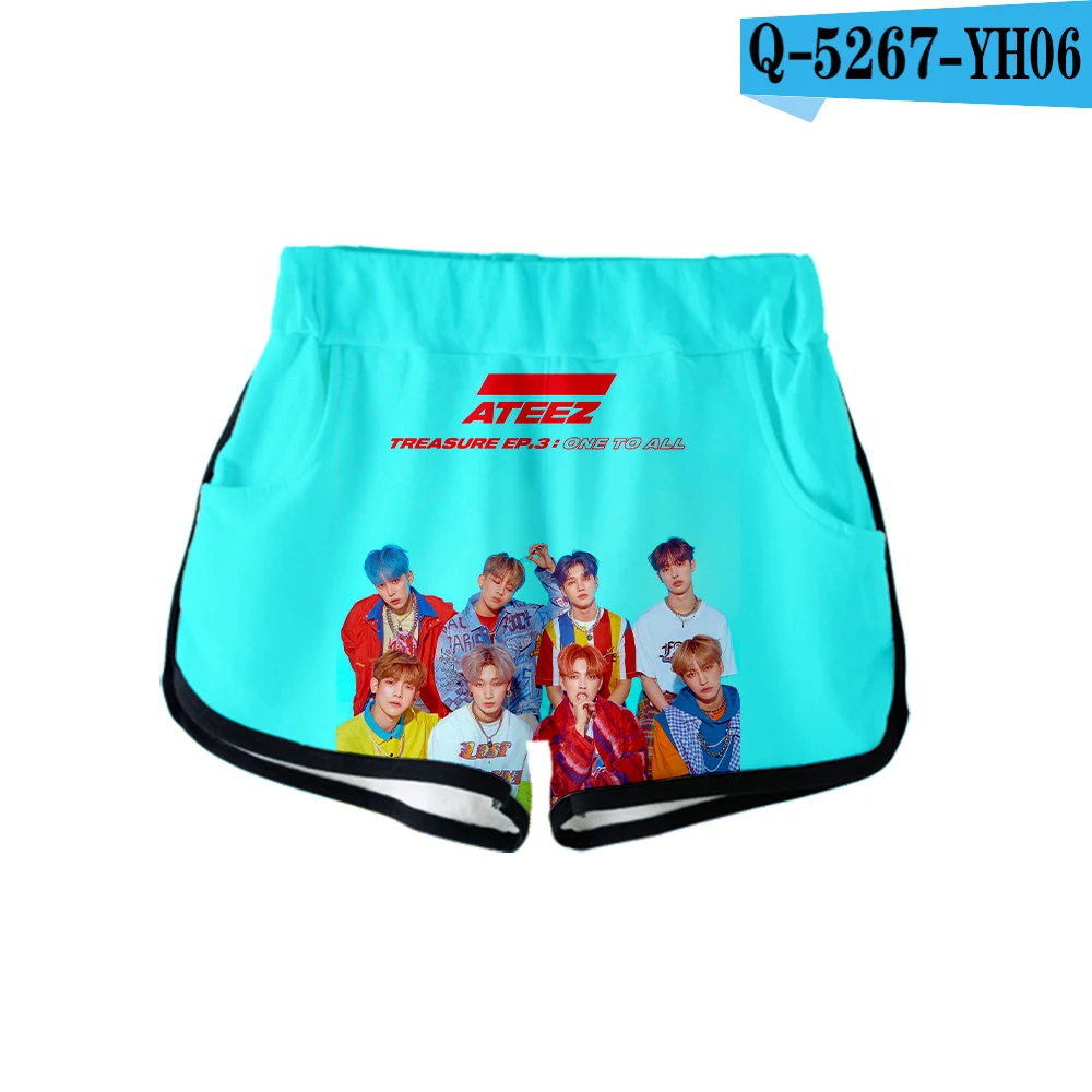ATEEZ 3D модные повседневные шорты Популярные шорты с эластичной резинкой на талии женские хлопковые 3D эксклюзивные хип хоп горячие летние шорты s-xl - Цвет: 1