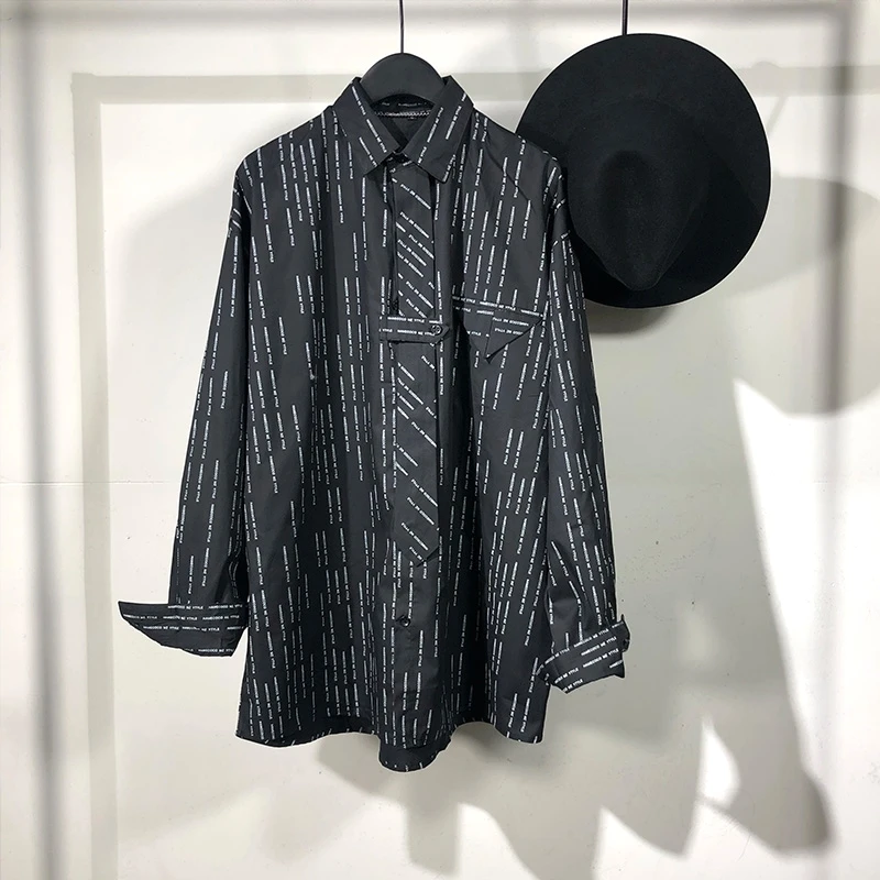 

Owen seak Men Casual Shirt Gothic Men's Clothing Hip Hop Tops Tees Autumn Oversized High Streetwear Long Sleeves Black Shirt