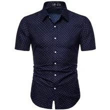 Men's Short Sleeve Shirts The Office Mens Cotton Shirts Regular Fit Large Size M-5XL Men's New Dot-Print Business Casual Shirt