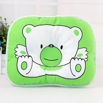 

Hot Selling Infant Bed Pillow Print Bear Oval-Shape 100% cotton Baby Shape Pillow High Quality