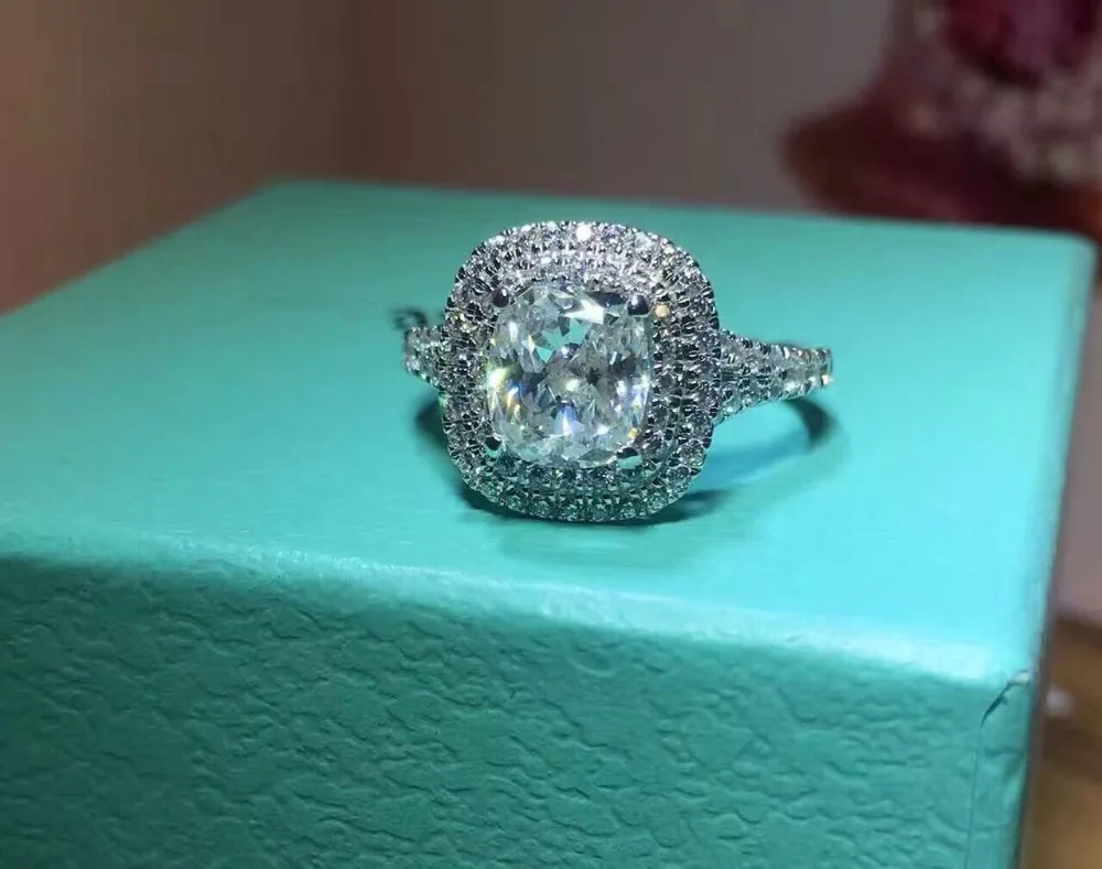 

TR523 Luxury Quality NSCD Synthetic Gem 2 Carat Cushion Cut Engagement Wedding Ring For Women