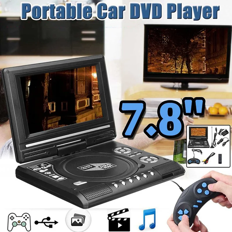 7 8 дюймов ТВ домашний автомобильный dvd плеер портативный HD VCD CD MP3 DVD USB SD карты RCA