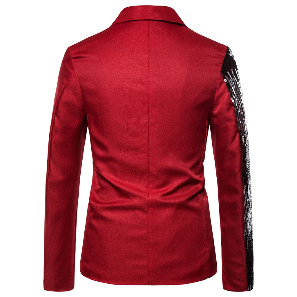 Puimentiua Men's slim body gradient sequins suit large size groom dress stage nightclub performance costumes blazer