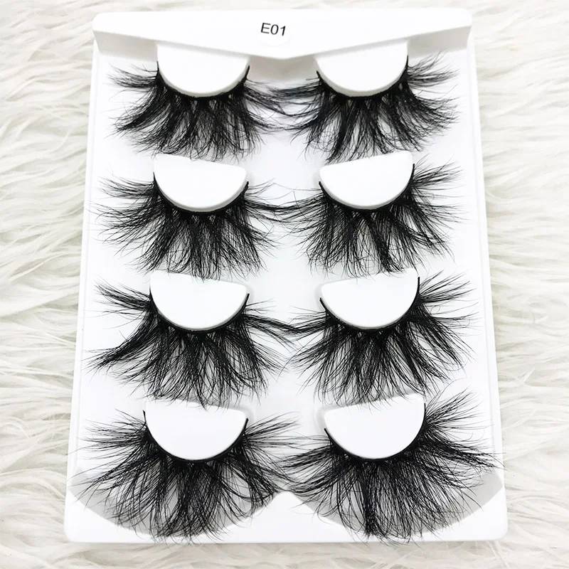 

MIKIWI 4 pairs/pack E01 100% natural Hademade Criss-cross wispy cross fluffy length 25mm 3D dramatic volume lashes extension