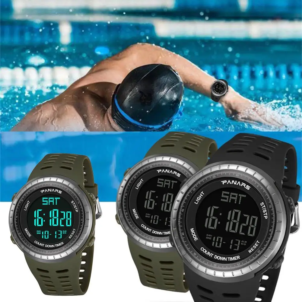 

Luminous Alarm Calendar Waterproof Men Multiuse Digital Display Wrist Watch Mas-culino Fashion Men's Watch Large Dial Militarys