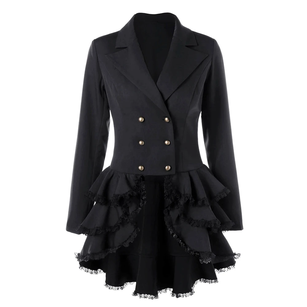 

Slim Ruffled Skirt Placed Small Suit Tie Fashion Long Sleeve Suit Jacket Woman Front Button Cotton Autumn And Winter Collocation