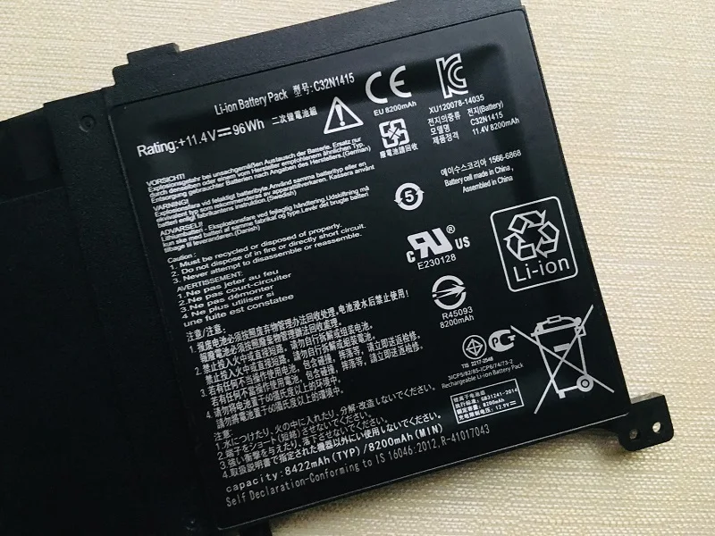 C41N1416 Neu Akku für ZenBook G501 G601J UX501VW UX501J N501L Battery