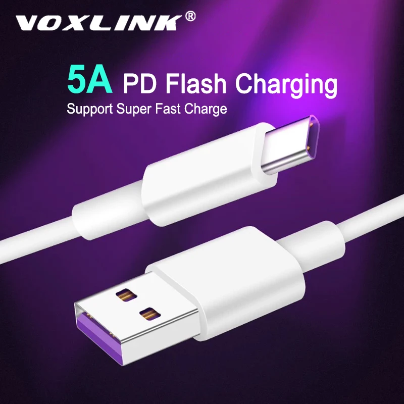 Кабель VOXLINK USB Type C 5A для быстрой зарядки шнур передачи данных зарядное устройство
