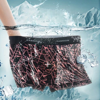 

Bacteriostatic Summer Men's Ice Silk Printing Underwear Personality Boxer Ultra-Thin Section Breathable