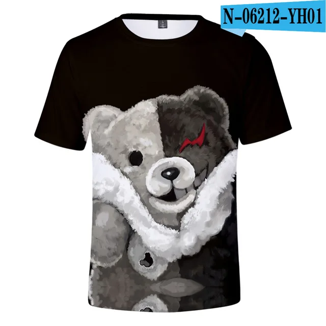 02 Monokuma Мужская 3D футболка для женщин модные летние горячие 3D футболки эксклюзивные повседневные Harajuku хип хоп Короткие футболки XXS-4XL - Цвет: 02