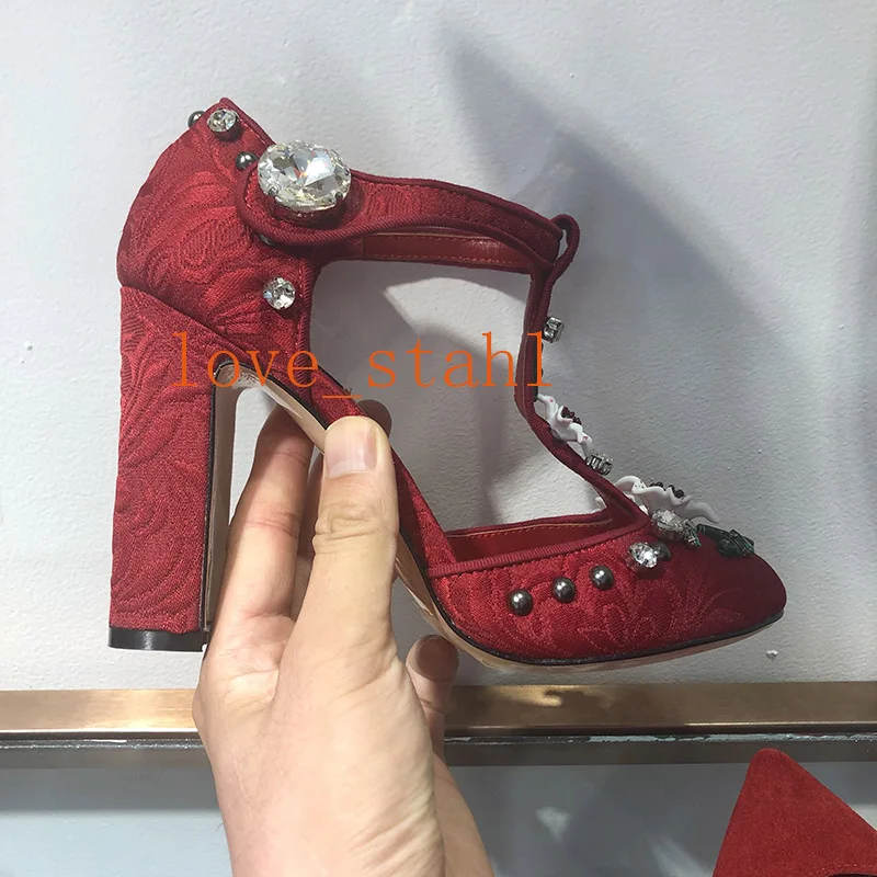 

2019 lovestahl women top quality Genuine Leather stitching silk vintage garden high heels pearl rivet flower sandals 10.5cm
