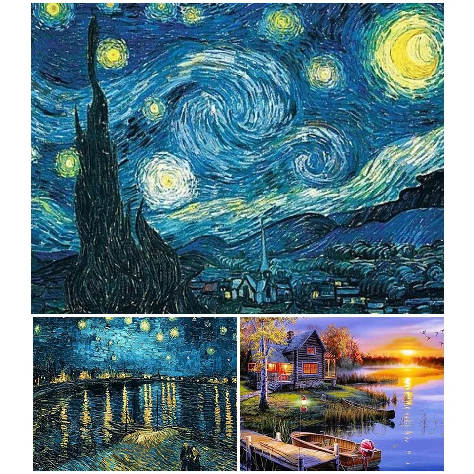 Diamond Painting Craft Cross-Stitch-Kit Van Gogh Mosaic-Art-Picture Starry Night Abstract