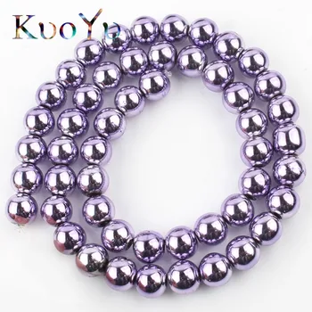 

Purple Plat Hematite Natural Stone Beads Round Loose Spacer Beads For Jewelry Making DIY Bracelet Necklace Earrings 3/4/6/8/10mm