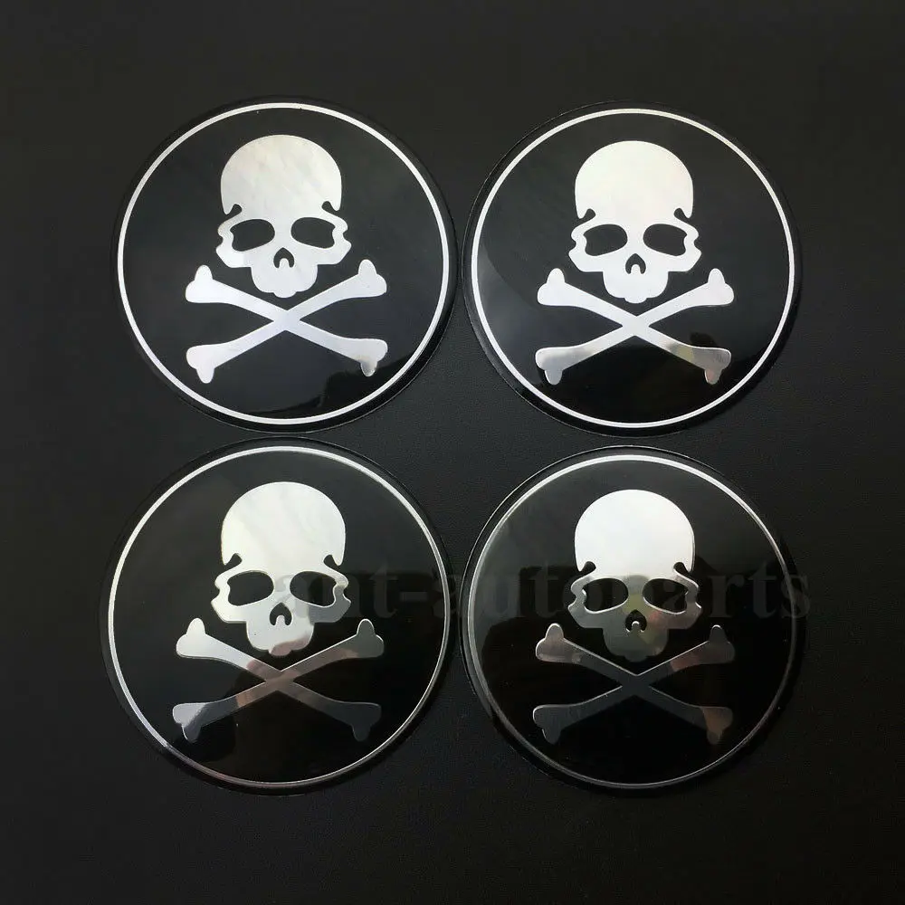 

4pcs 65mm Skull Bone Auto Car Wheel Center Hub Cap Badge Emblem Decal Sticker