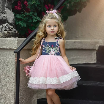

Girls Dresses Summer Toddler Girls Floral Layered Dress Kids Sleeveless Mesh Wedding Dresses Children Baby Girls Sundress