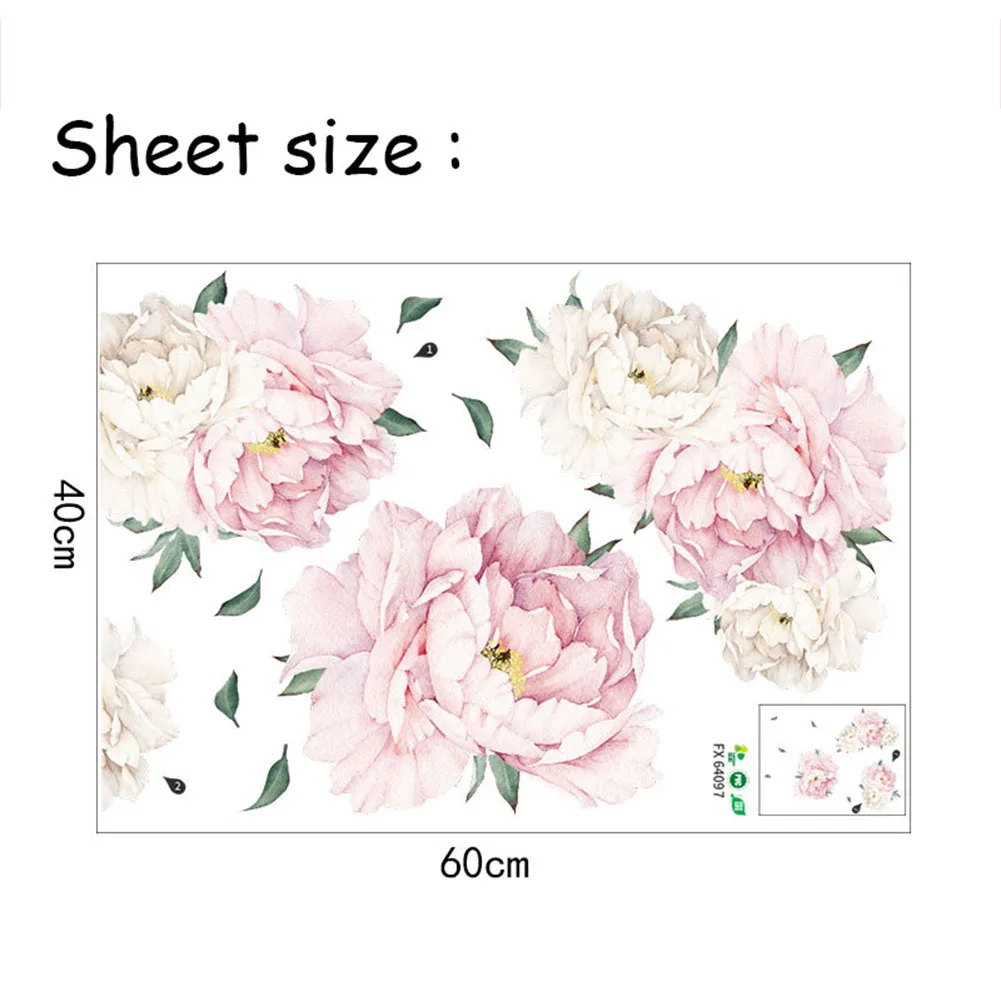 PEONY FLOWER SELF ADHESIVE WALL STICKER HOME LIVING ROOM HALLWAY DECAL NICE