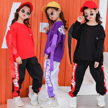 

Children Clothes Boy Jazz Sports Sets Teeange Girls Hip Hop Clothing Set Streetwear for Boys New Street Dance Crop Tops 4-18Yrs