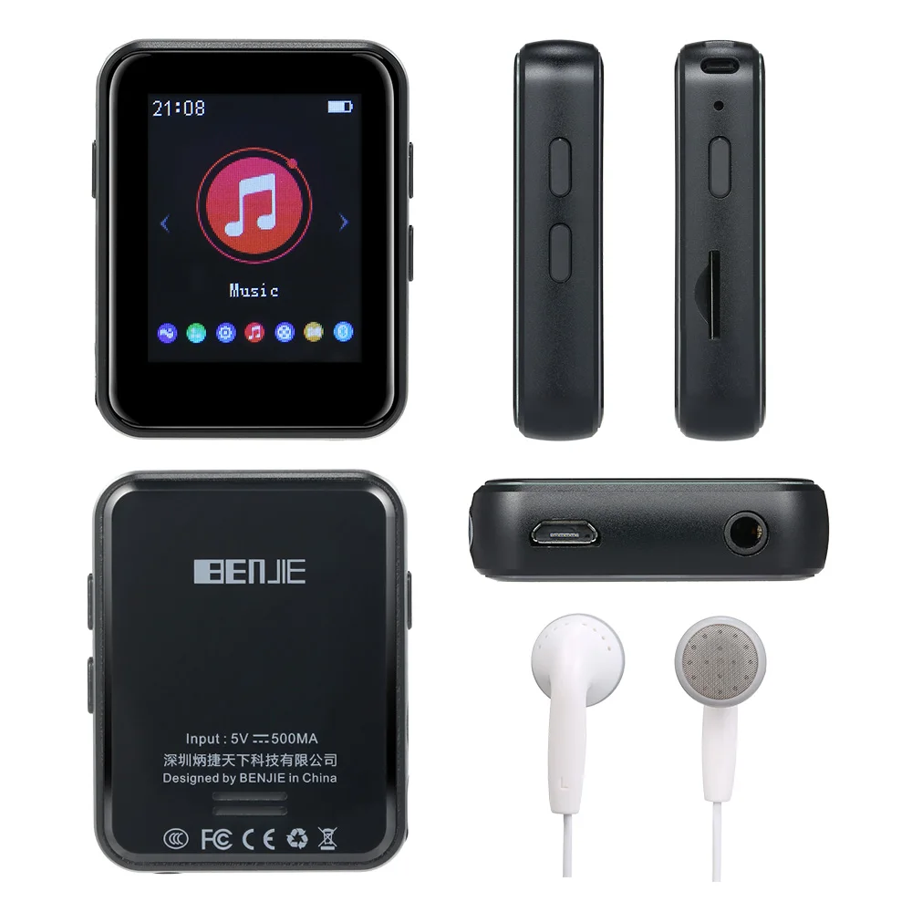 BENJIE X1 Bluetooth 5,0 MP3-плеер Портативный полный сенсорный экран 16 Гб Встроенный динамик мини музыкальный плеер с fm-радио, запись, электронная книга