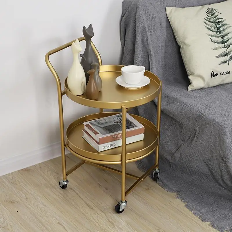 Nordic Metal Round Double-layer Wrought Iron Coffee Table Removable Nail Shop Cart Living Room Bedroom Side | Мебель