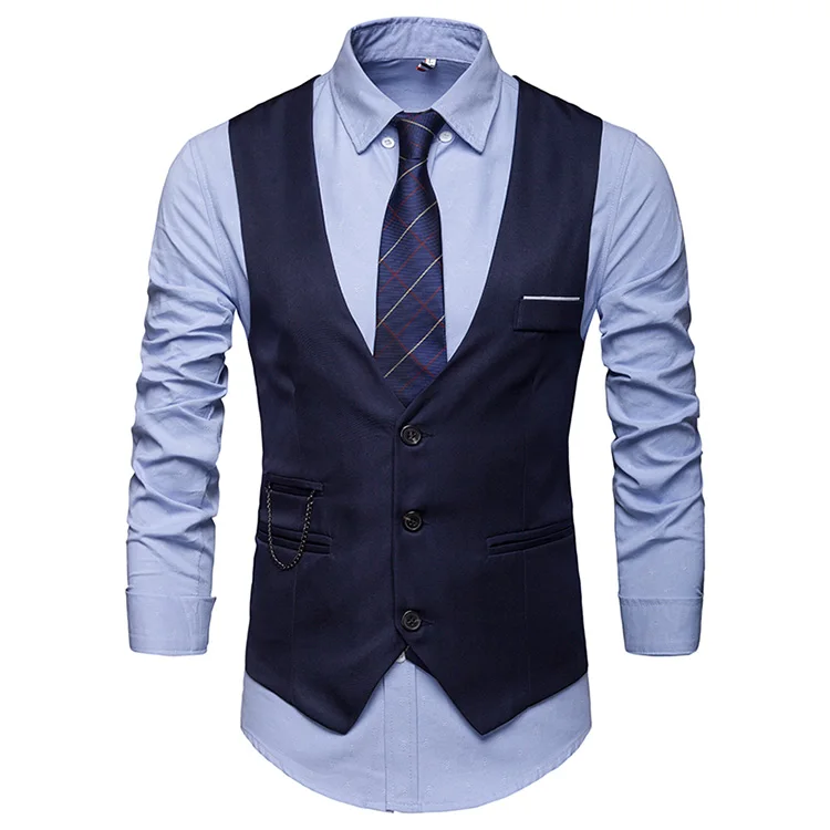 Ouma British Style MAN'S Suit Vest-Style Slim Fit Single-Breasted Business Formal Wear Vest Men's