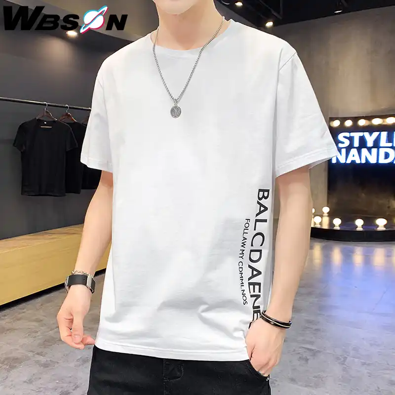 Wbson marca blanca Casual 100% de algodón camiseta de hombre Homme letra impresa camisetas de Hip Hop Tees hombres Streetwear Sport camiseta M 4XL| | - AliExpress