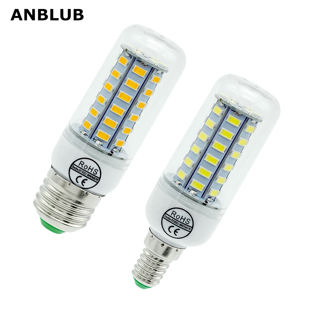 ANBLUB E27 Светодиодный светильник E14 кукурузный SMD 5730 220 В 24 36 48 56 69 72 светодиодный