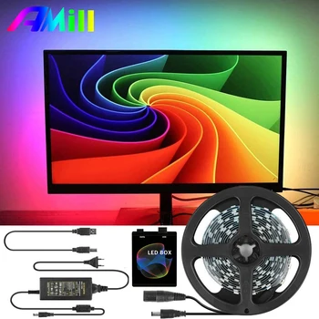 Amill 5V WS2812B Usb Led Strip Licht 5050 Rgb Ambient Kit Voor Computer Desktop Pc Droom Scherm Backlight 2M 3M 4M 5M Home Decor Amill 5V WS2812B Usb Led Strip Licht 5050 Rgb Ambient Kit Voor Computer Desktop Pc Droom Scherm Backlight 2M 3M 4M 5M Home Decor