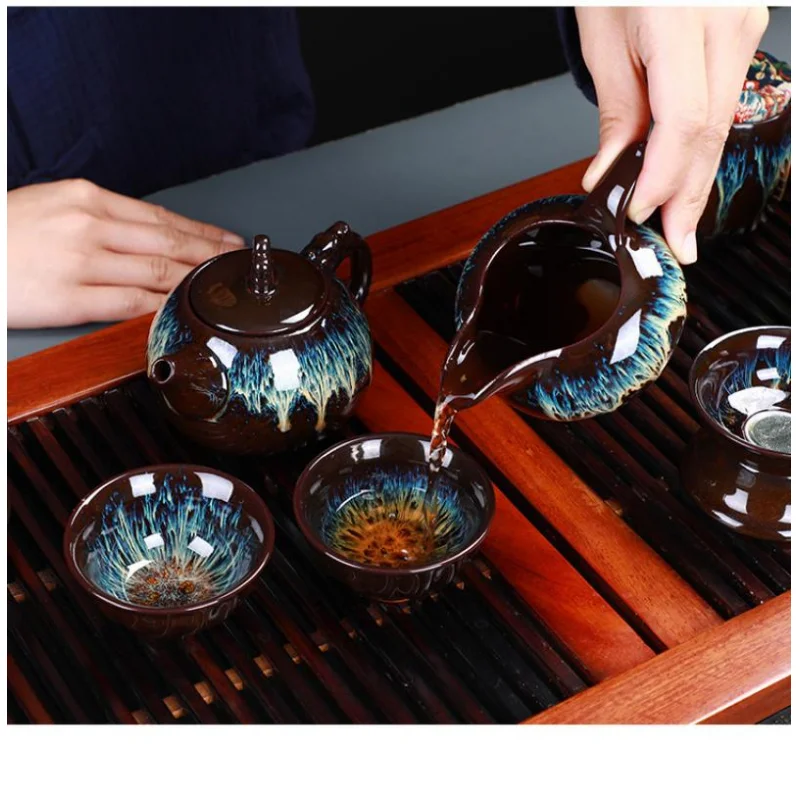 Китайский чайный набор кунг фу керамический глазурь чайник Gaiwan фарфоровый