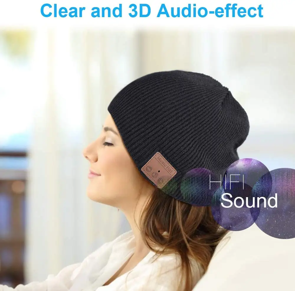 Bluetooth шапка, Bluetooth шапочка, зимняя вязаная шапочка с беспроводной 5,0 стерео наушники для бега верховой езды