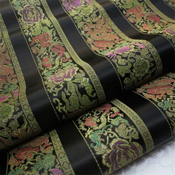 

CF781 Stripe Black Jacquard Brocade Fabric Chinese Traditional Fabrics Handmade DIY Materials Home Textile Table Clothes Fabric