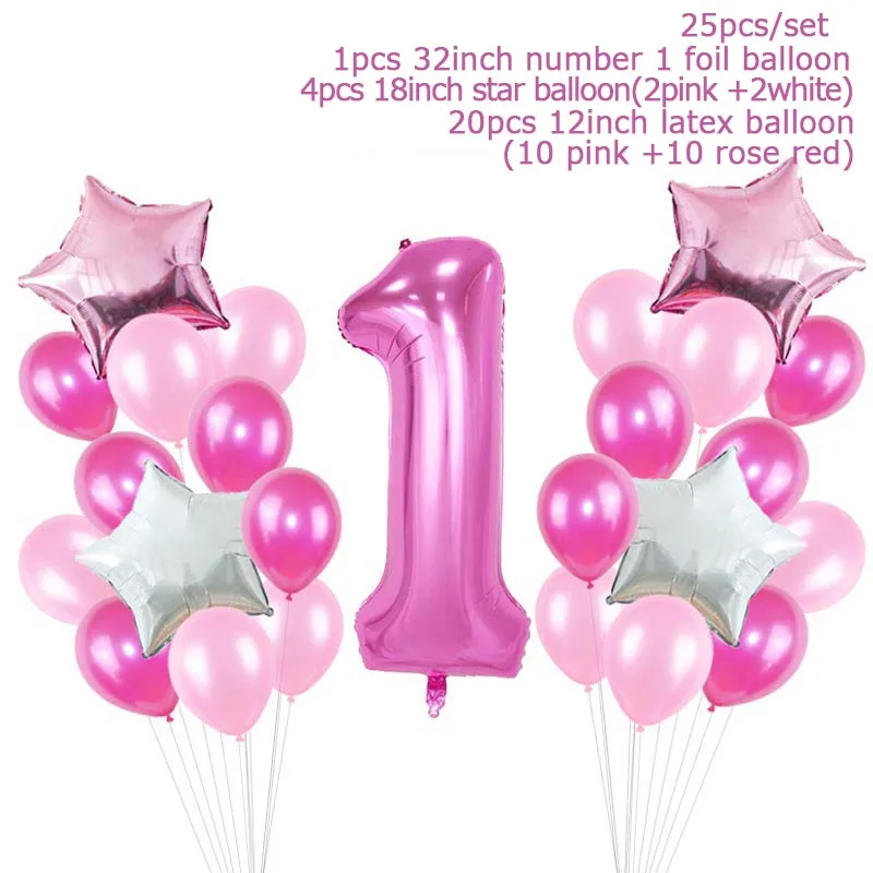 Украшения для детского душа, воздушные шары для мальчиков/девочек, буквенные фольга, воздушный шар, баннер для детского дня рождения, вечерние украшения - Цвет: Pink balloon set 4