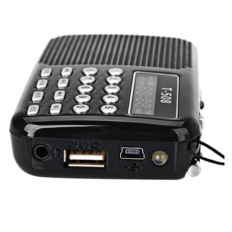 2 набора T508 мини портативный светодиодный светильник стерео fm-радио MP3 музыкальный плеер TF USB динамик, черный и красный