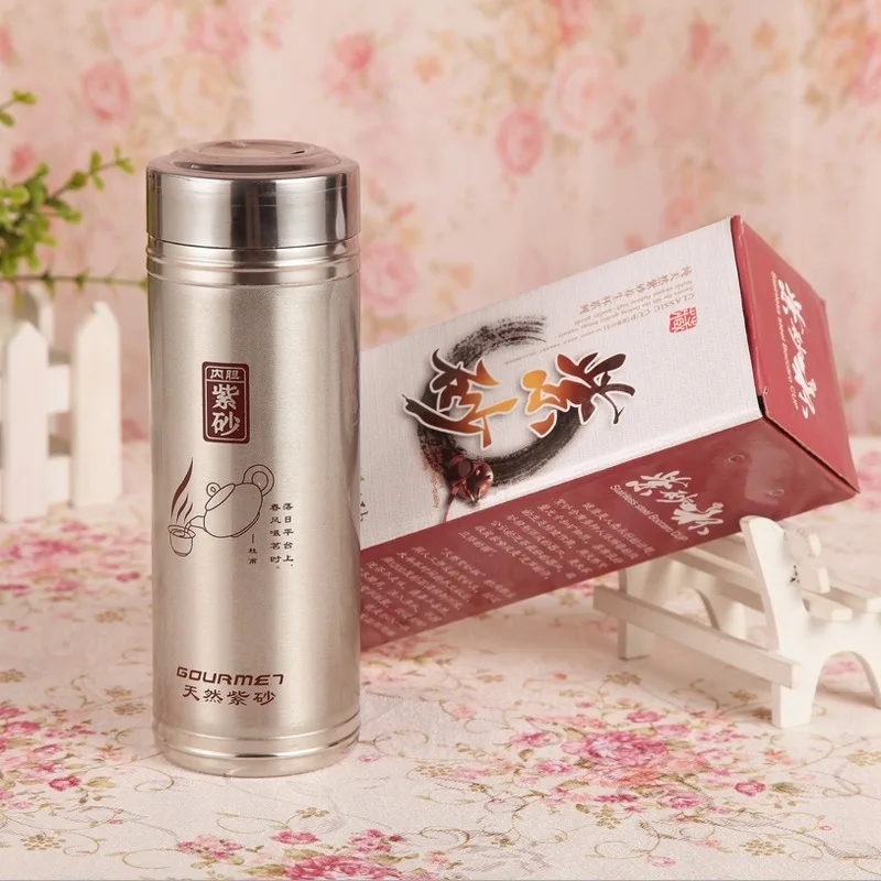 

360mL New Stainless Steel Shell Mug Purple Clay Insulated Bottle Mug Promotional Gift Vacuum Flasks