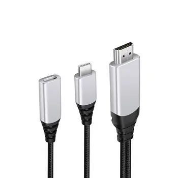 

2 In1 PD USB-C To HDMI Cable Adapter Converter Ultra HD 1080P Charging HDTV Video Cable For Samsung For Xiaomi For Huawei