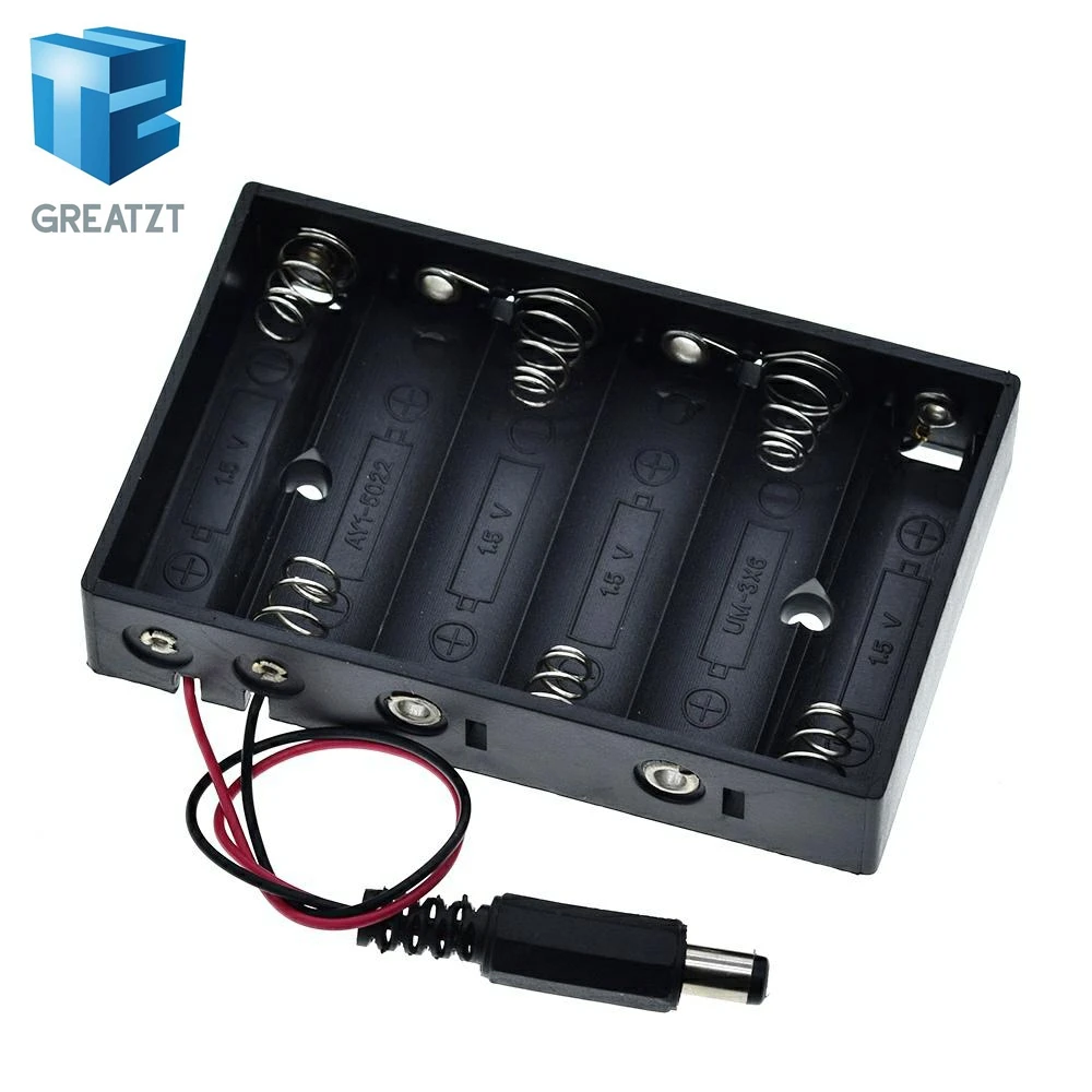 Корпус для батарей GREATZT размера 6 AA держатель шт. с разъемом питания DC2.1 Arduino|battery