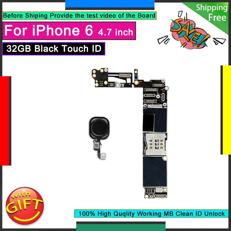 Для IPhone 6 материнская плата 32GB Black Touch ID разблокированная разборная Хорошая