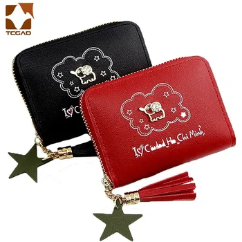 

Women's wallet made of leather metal Small elephant Zipper Short Coin Purse Mini Money Bag Cute Walets For Ladies Card Holder