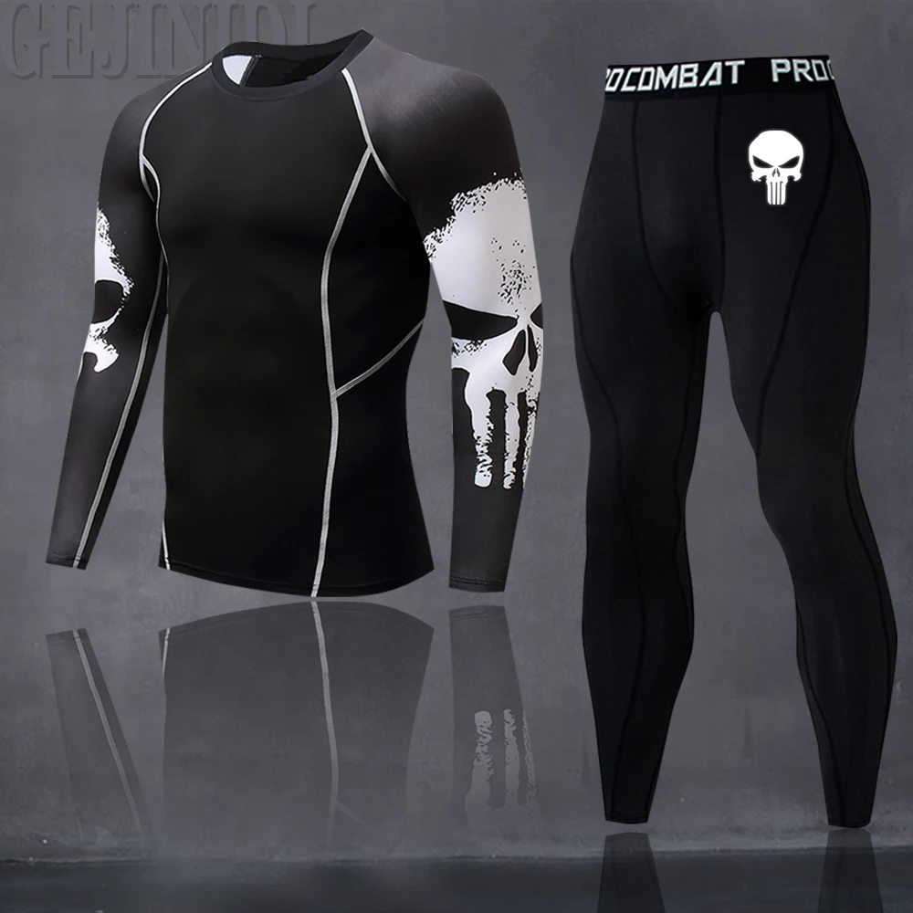 Running Men's Thermal Underwear Underpants Kit Sports Compression Clothing Tracksuit For Men Fitness Slim Joggers Base Layer Set