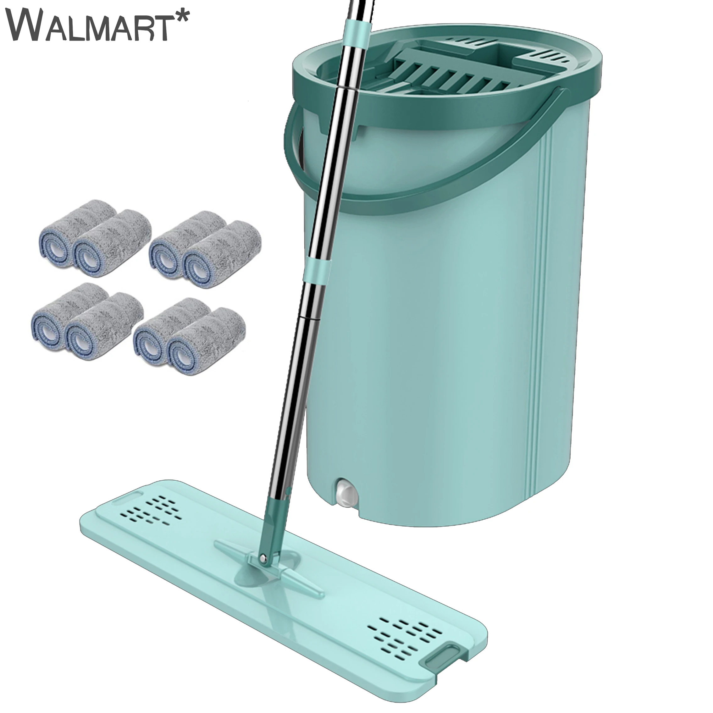 Magic Microfiber Cleaning Mops Flat Squeeze Magic Automatic Home Kitchen Floor Cleaner Free Hand Mop with Bucket Drop Shipping