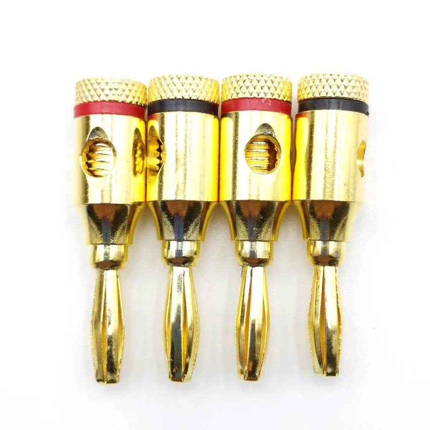 

2pairs 4mm Threaded connection type Gold-plated Speaker Banana Plug Adapter DIY HiFi boombox Banana Jack Audio Cable Connectors