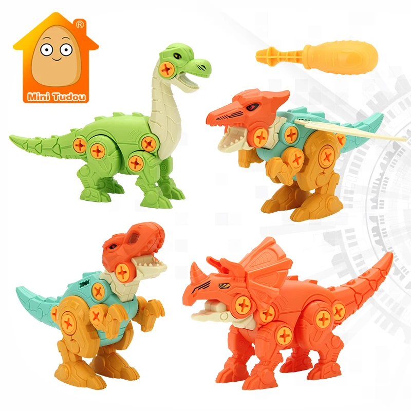 

DIY Disassembly Dinosaur Toy Cartoon Nut Screw Driver Assembly Model Set Plastic Blocks Game Educational Toys For Children Gift