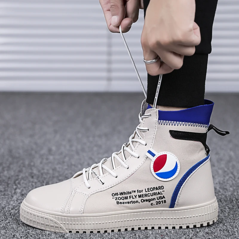 

mens Canvas Shoe Shoe-Han-Edition Spring Autumn High-Help And Tide Student Teenage-Board Vogue Shoes