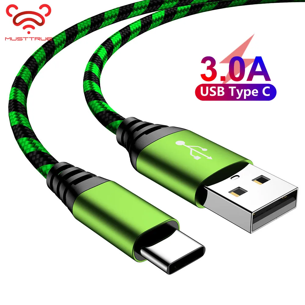 USB кабель MUSTTRUE Type C для xiaomi redmi note 7 mi 10 шнур быстрой зарядки USBC samsung a50 a70 телефона