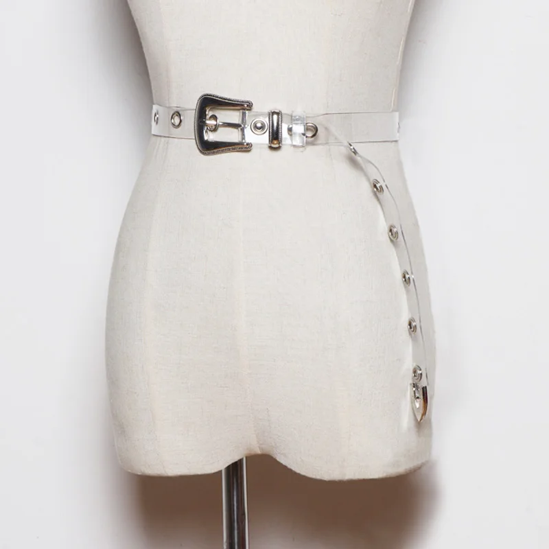 

New Fashion Punk Women Transparent Belts Resin Clear Metal Pin buckle Waist Straps Trousers Dress Female Decoration Waistband