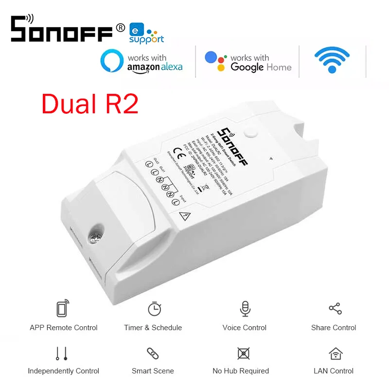Беспроводной Wi Fi переключатель Sonoff DUAL R2 10A дистанционное умное управление