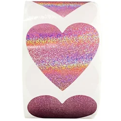 500pcs Pink Shiny Heart Shaped Stickers Seal Labels for Gift Package wedding decor Small Business Commodity Decoration Sticker