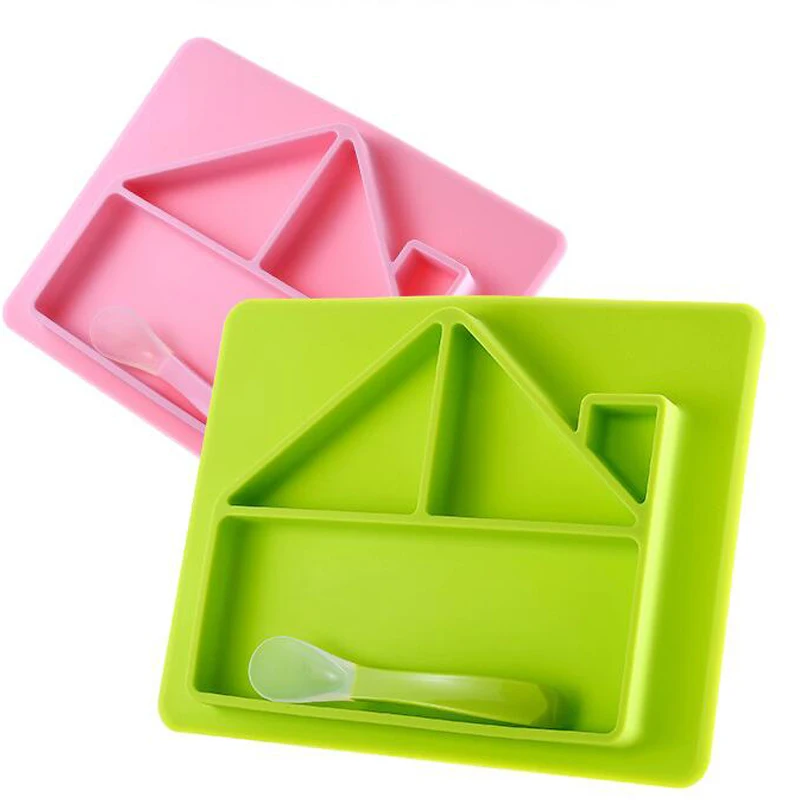 BPA Free Baby Silicone Plate Cartoon House Room Shape Kids Bowl Plates Baby Silicone Bowl Silica Gel Dishes Kids Tableware32