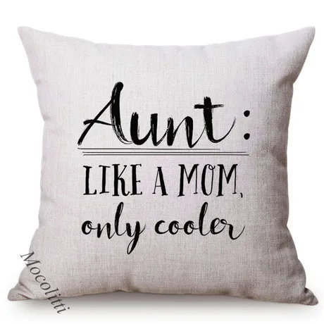 Black Nordic Letter Print Aunt Inspiration Pattern Decoration Sofa Cushion Cover Cotton Flax Chair Throw Pillows Cover almofadas K171-3