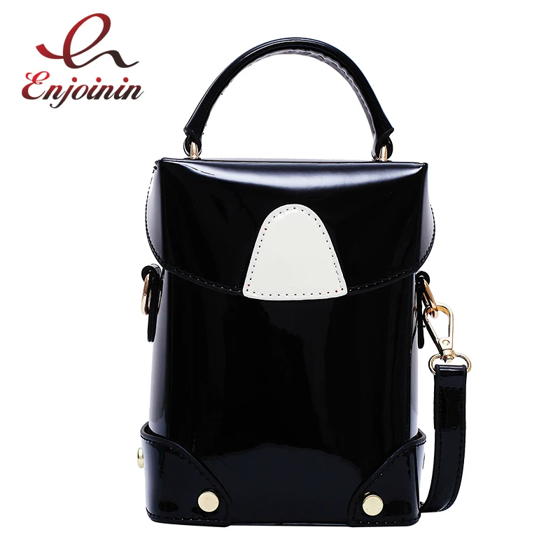 

Simple and Stylish Patent Leather Box Style Fashion Shoulder Bag Handbag Crossbody Bag Female Purse Tote Bag Casual Pouch