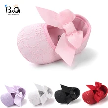 B&G Girl Embroidered Bow Princess Walking Shoes Anti-slip Baby Floral Toddler Shoes Soft Cotton First Walkers Baby Shoes